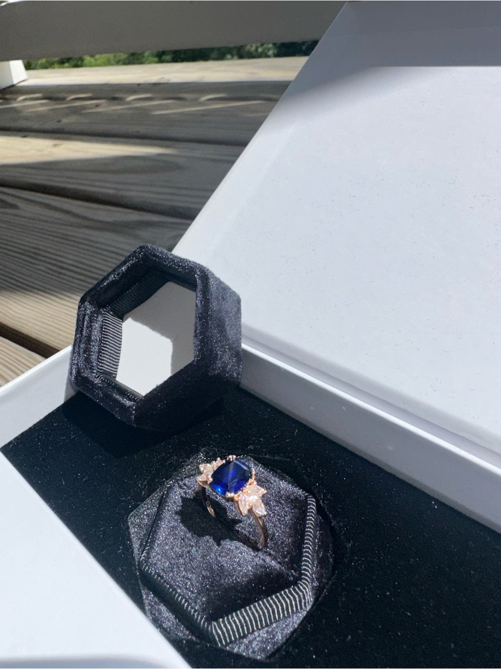 2 Carat Sapphire Engagement Ring Cushion-Cut | 14K Rose Gold